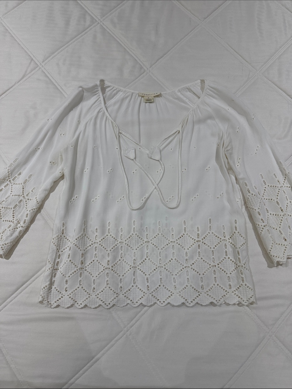 Lovestitch White Eyelet Peasant Blouse